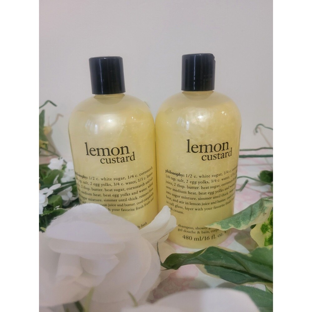 Two Bottles Of Lemon Custard 16oz 3-in-1 Shower Gel Philosophy